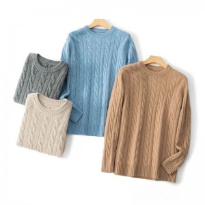 Cable de cuello redondo de hombres Flower cálido de siete agujas espesas