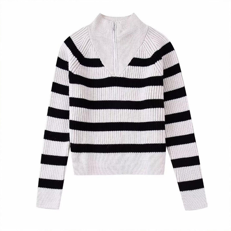 Autumn New Fashion Stripe Sweater Vintage Vintage de manga larga Mujer suéter