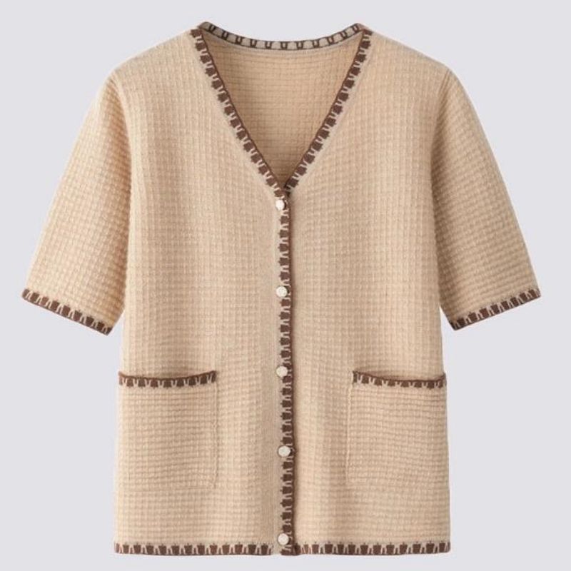 Suéter de mortaja de cárdigan de punto de punto de verano de moda V suéter